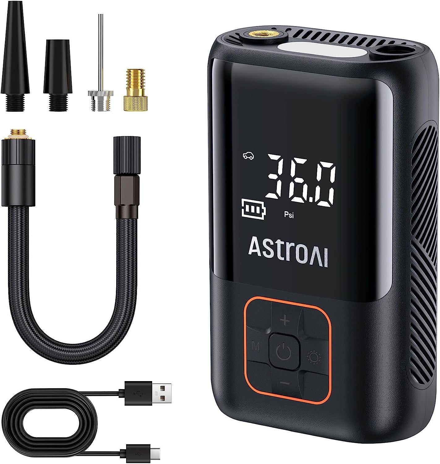 Tire Inflator Portable Air Compressor Cordless Ultra-Lightweight Car Tire Pump 150 PSI Bike Pump with LED Lights & Digital Screen Air Pump for Cars, Motorcycles, E-Bikes, Balls-Black