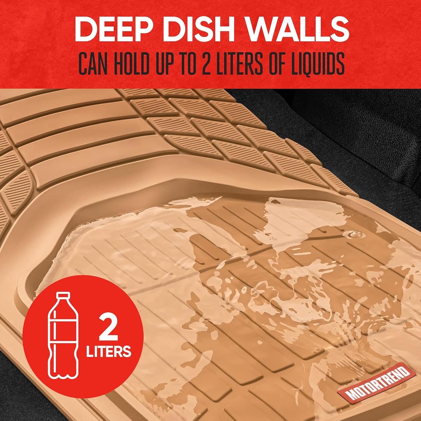 943-GR Flextough Defender Car Floor Mats -Next Generation Deep Dish Heavy Duty Contour Liners for Car SUV Truck & Van-All Weather Protection, Trim to Fit Most Vehicles Gray