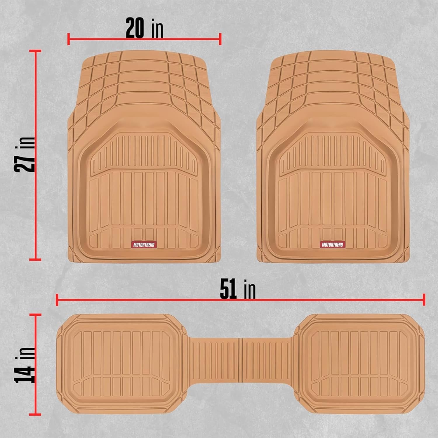 943-GR Flextough Defender Car Floor Mats -Next Generation Deep Dish Heavy Duty Contour Liners for Car SUV Truck & Van-All Weather Protection, Trim to Fit Most Vehicles Gray