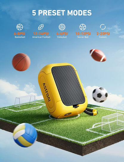Portable Electric Ball Pump - Ultra Fast Inflation, with Digital LCD Display, Preset Pressure with Ball Needle for Basketball, Soccer, and Sports Balls