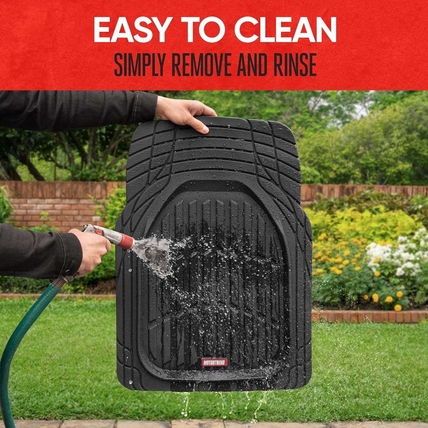 Flextough Floor Mats for Cars, Black Deep Dish All-Weather Mats, Waterproof Trim-To Fit Automotive Floor Mats for Cars Trucks SUV, Universal Floor Liner Car Accessories