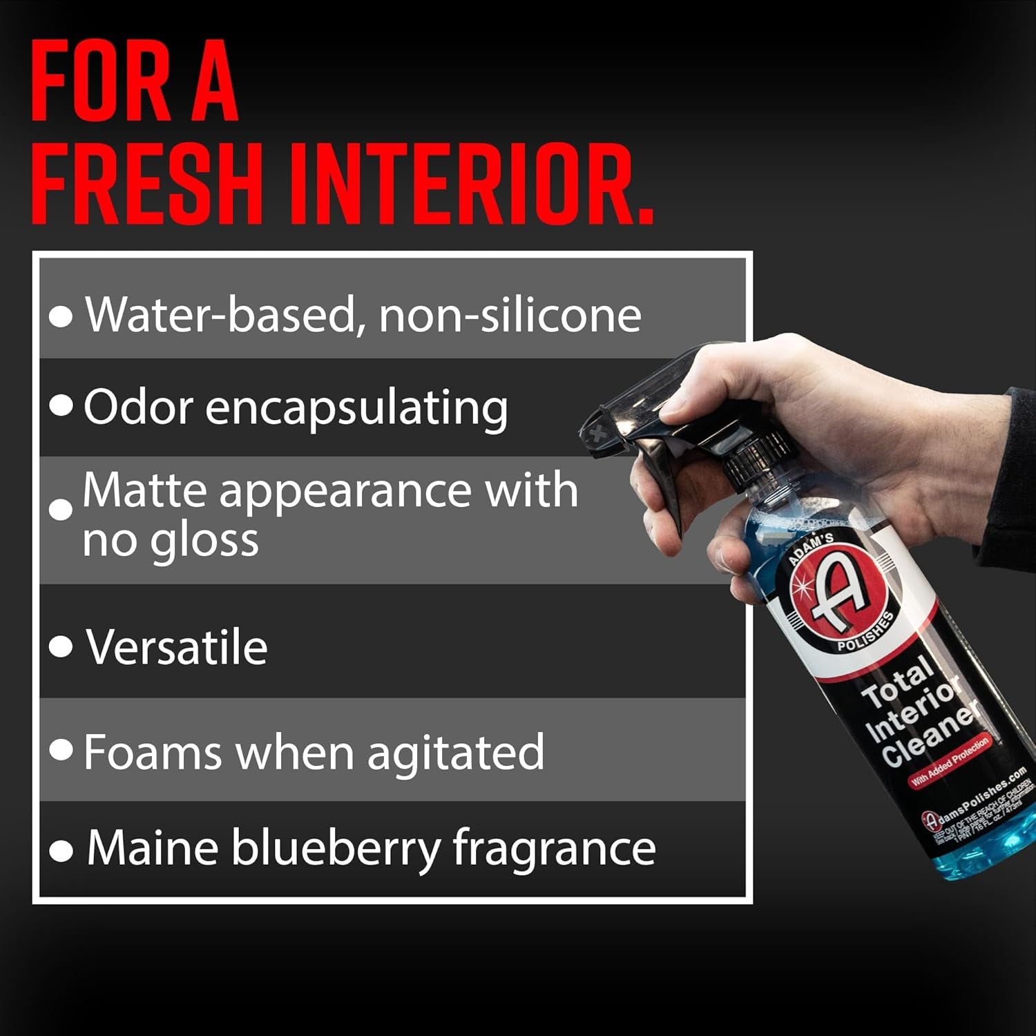 Interior Cleaner & Protectant (16Oz) (2-Pack), Quick Detailer & Sio2 Protection, Ceramic Infused UV Protection, Anti-Static, for Leather, Vinyl, Plastics, Glass