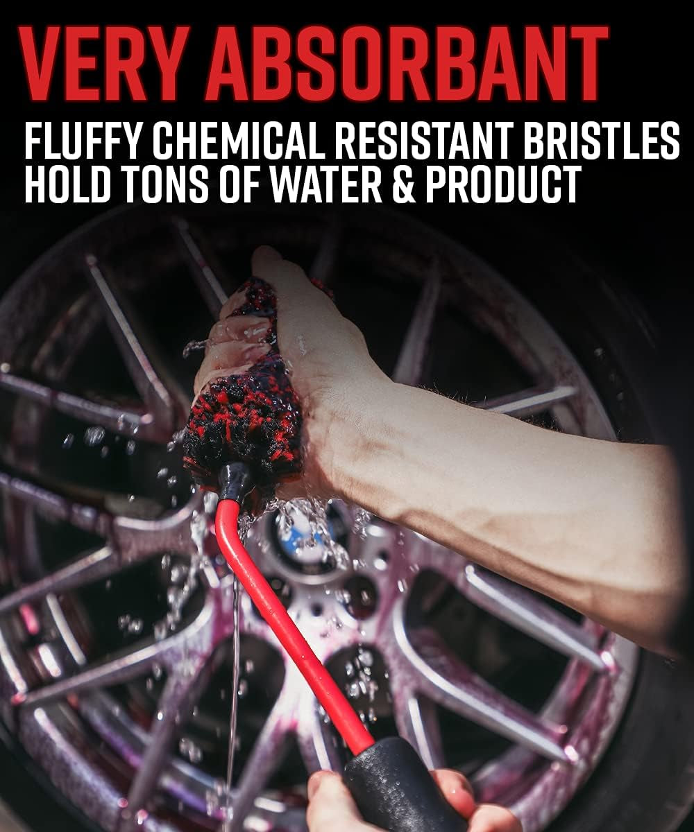 Angled Wheel Detailing Brush - Car Cleaning Wheel Brush | Use W/Wheel Cleaner, Rim Cleaner, Chrome Cleaner | Car Wash Brush Cleans Brake Dust from Barrels & Hard to Reach Areas Bundle