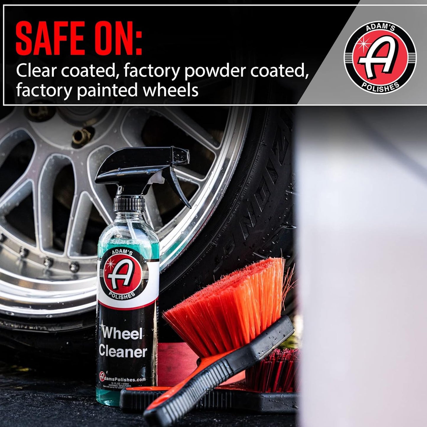 Wheel Cleaner 16Oz - Tough Wheel Cleaning Spray for Car Wash Detailing | Rim Cleaner & Brake Dust Remover | Safe on Chrome Clear Coated & Plasti Dipped Wheels | Use W/Wheel Brush