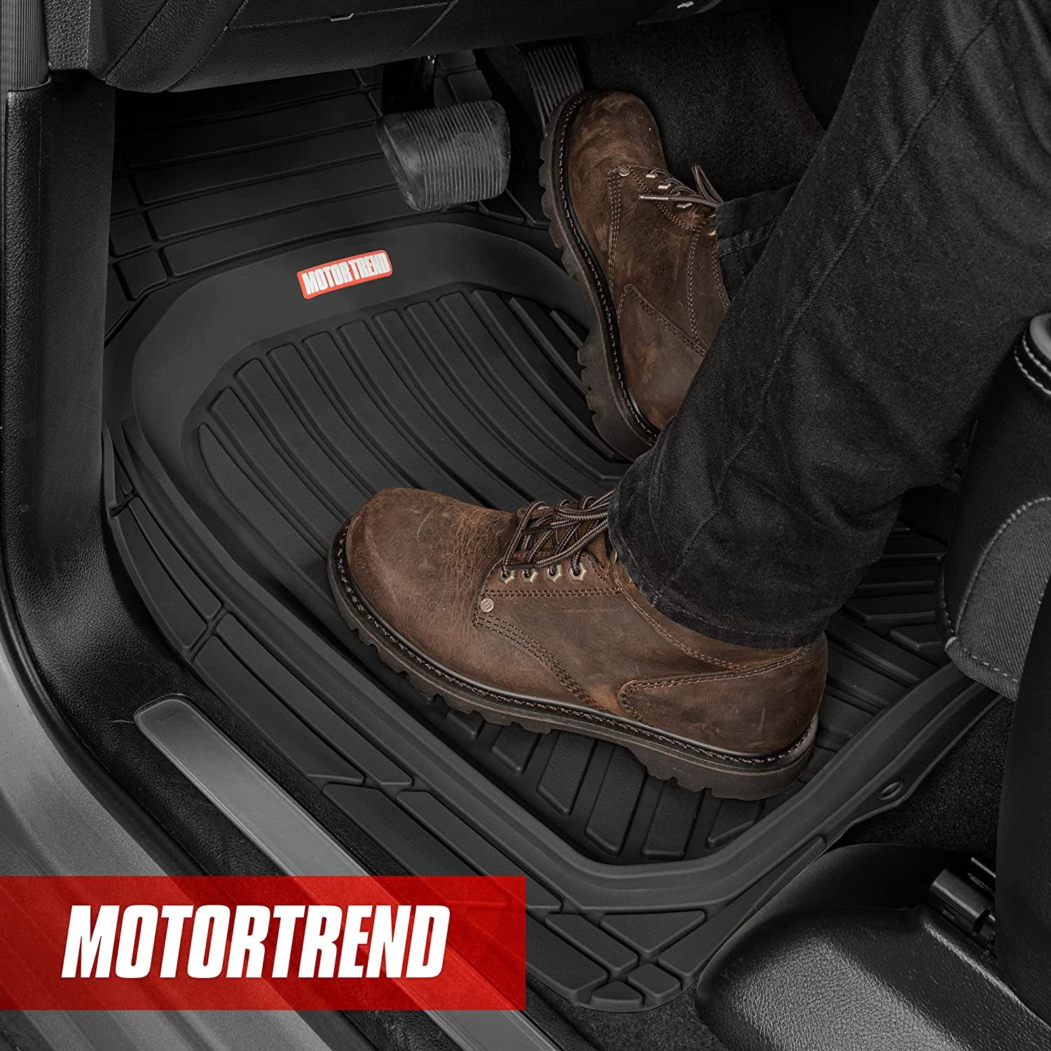 Flextoughxl Floor Mats for Cars Full Set, All-Weather Rubber Automotive Floor Mats, Waterproof Heavy Duty Car Mats, Flexible Floor Liners for Car Truck Van SUV, Car Floor Mats (Gray)